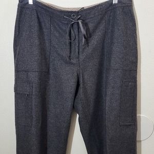Eddie Bauer Pants Womens Wool Blend Cargo size 18 Pockets Wide Leg High Rise